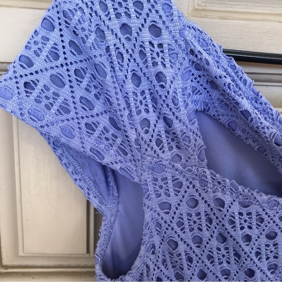 Xhileration Summer Dress Lavender Fit/Flare Cross Back SzM Over Lace Zipper - Picture 4 of 8